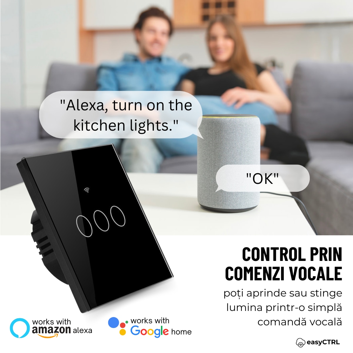 Интелигентен превключвател с докосване, Wi-Fi, без Zero, 3 канала ...