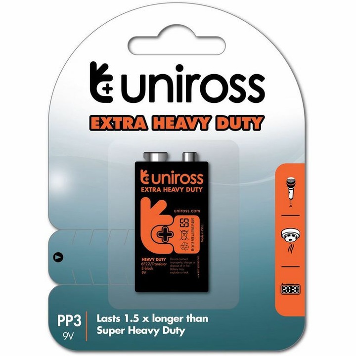 Uniross 6F22/9V szén-cink elem/bliszteres