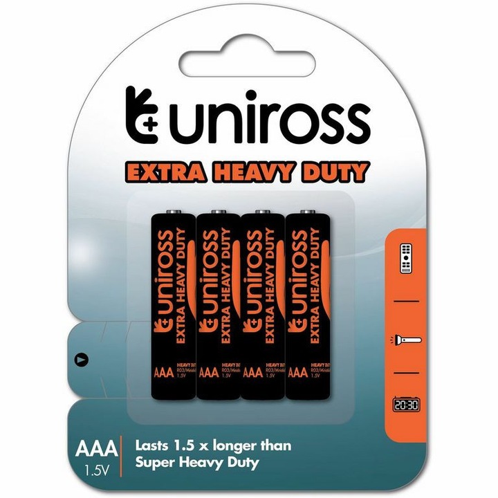 Uniross R03/AAA/mikro, 1,5V szén-cink elem 4db/fólia