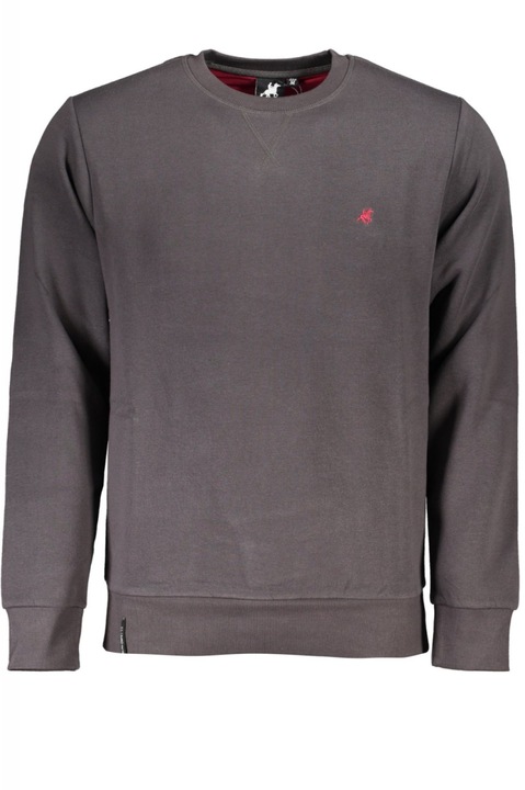 Bluza barbati cu maneca lunga, imprimeu cu logo gri, Gri inchis