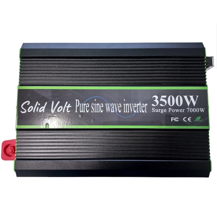 Invertor sinus pur, 3500W putere continua/7000W putere de varf, unda pura, 12V, auto si sisteme panouri solare, rulote, autorulote, cabane, cu telecomanda, Solid Volt