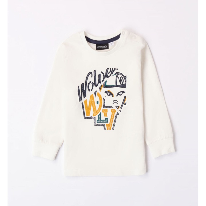 Nyomtatott blúz fiúknak, Sarabanda, 0.7030, Fehér/Sárga/Tengerészkék