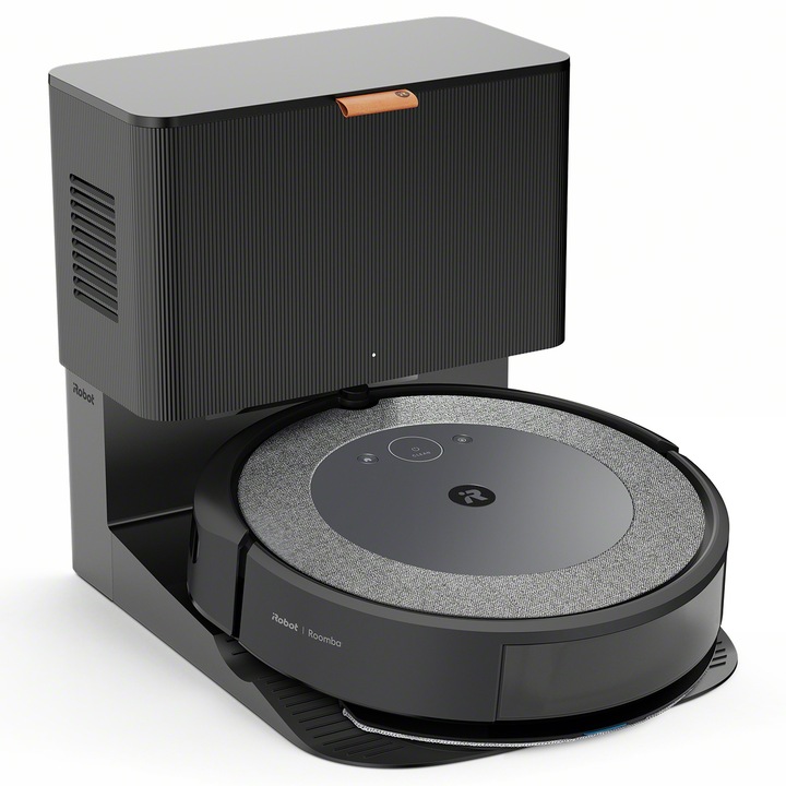 Робот прахосмукачка iRobot Combo i5+ i557840, С моп, Автоматично изпразване в CleanBase, Система за почистване Aeroforce в 4 степени, Миещ се контейнер, wi-fi, Смарт навигация и карта, Иправление чрез приложението iRobot Home, Dirt Detect, Сив/Черен