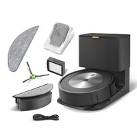 Robot de aspirare cu mop, iRobot Combo j5+, j557840, golire automata in CleanBase, sistem Aeroforce in 4 etape, recipient lavabil, ocoleste obstacolele - PrecisionVision, harti in aplicatia iRobot Home, Dirt Detective, gri/negru