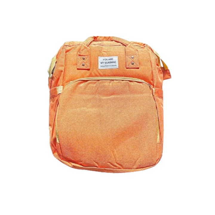Rucsac multifunctional, cu patut pliabil, impermeabil, pentru mamici, Portocaliu