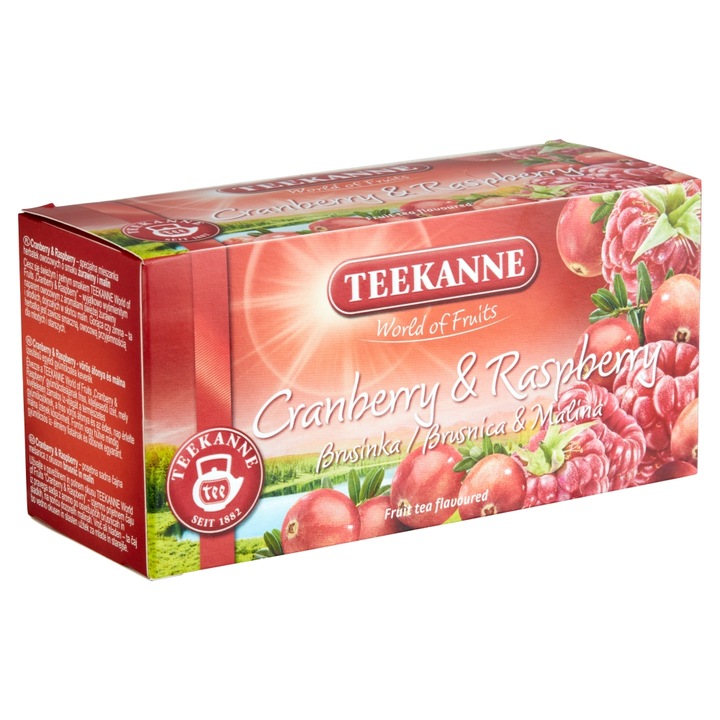 Плодов чай Teekanne World of Fruits с вкус на червена боровинка и малина, 45g, 20 филтъра