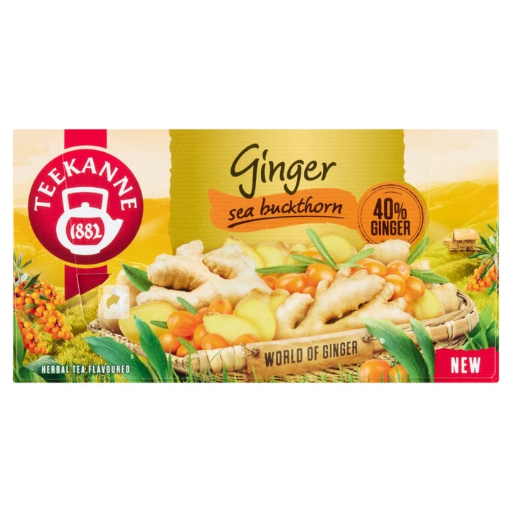 Teekanne World of Ginger homoktövis ízesítésű herbatea keverék gyömbérrel, 35g, 20 filter