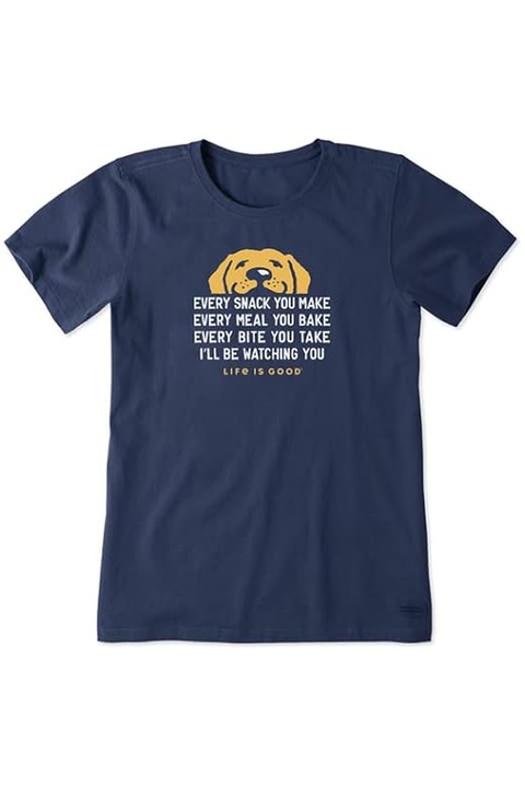 Tricou dama LIFE IS GOOD, cu cu XL, Albastru inchis, Albastru inchis, XL