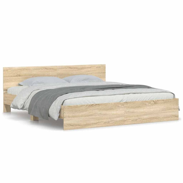 Cadru de pat cu tablie vidaXL, stejar sonoma, 180x200 cm 23.4 kg 3207464