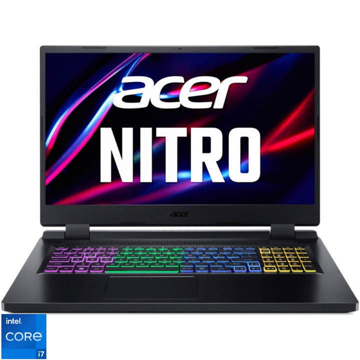 Laptop gaming Acer Nitro 5 AN517-55, 17.3", Full HD, Intel Core i7-12650H, 16GB DDR5, 512GB SSD, GeForce RTX 4050, No OS, Negru