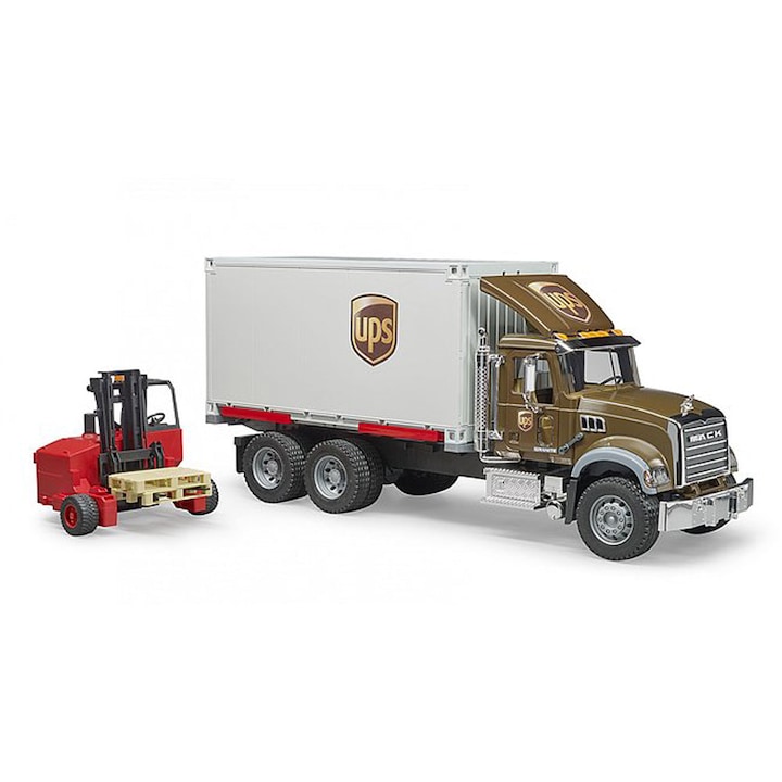 Камион Bruder - UPS Mack Granite и мотокар, 1:16