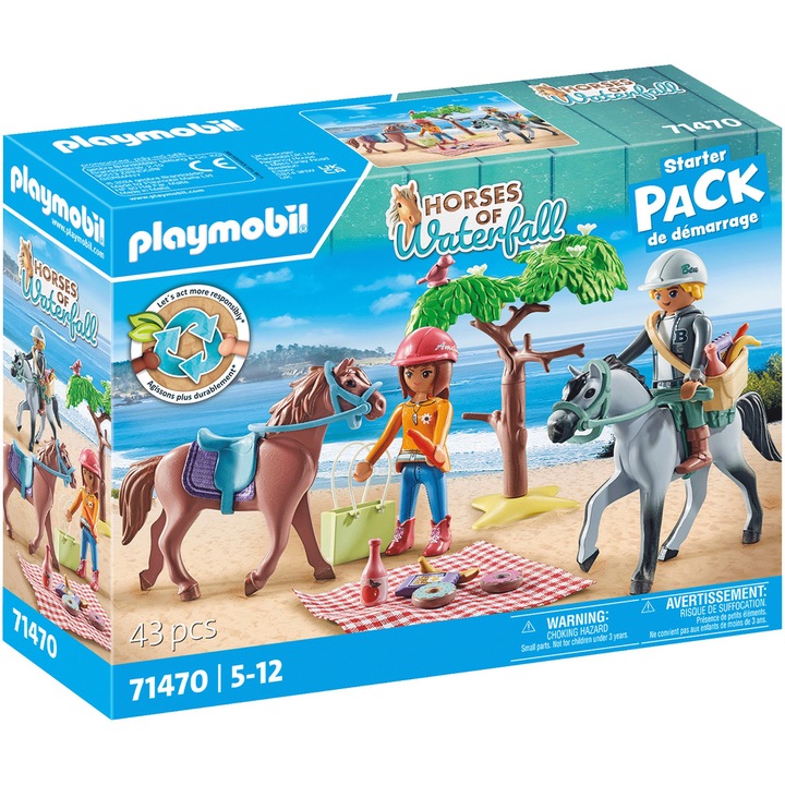 Playmobil Horses of Waterfall - Разходка до плажа с конете, Амелия и Бен