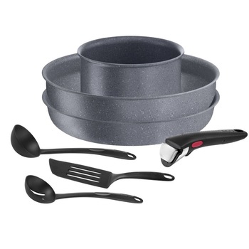 Set 7 piese vase de gatit Tefal Ingenio Natural Force, inductie, maner detasabil