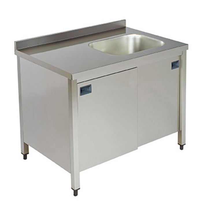 Spalator inox cu 1 cuva pe partea dreapta si dulap, JustInox, 1000x600x850 mm