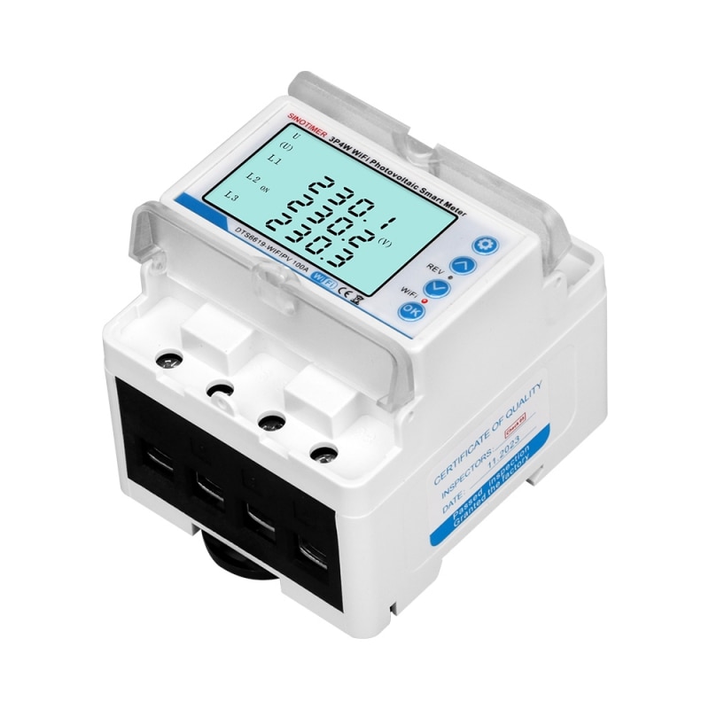 Електромер Sinotimer, tuya WiFi 3P4W, трифазен, за фотоволтаични панели ...