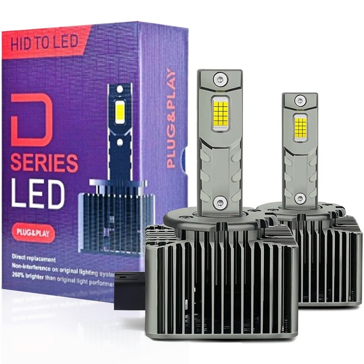 Becuri LED Xenon D3S, 120W, 20000 Lumen, Canbus Plug&Play, Set 2 Bucati, Ventilator si Tija Racire din Cupru, 30000 Ore, IP68, SONORH®