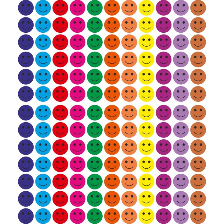 Set 286 stickere din hartie, fete zambitoare, multicolor, diametru 1.5 cm