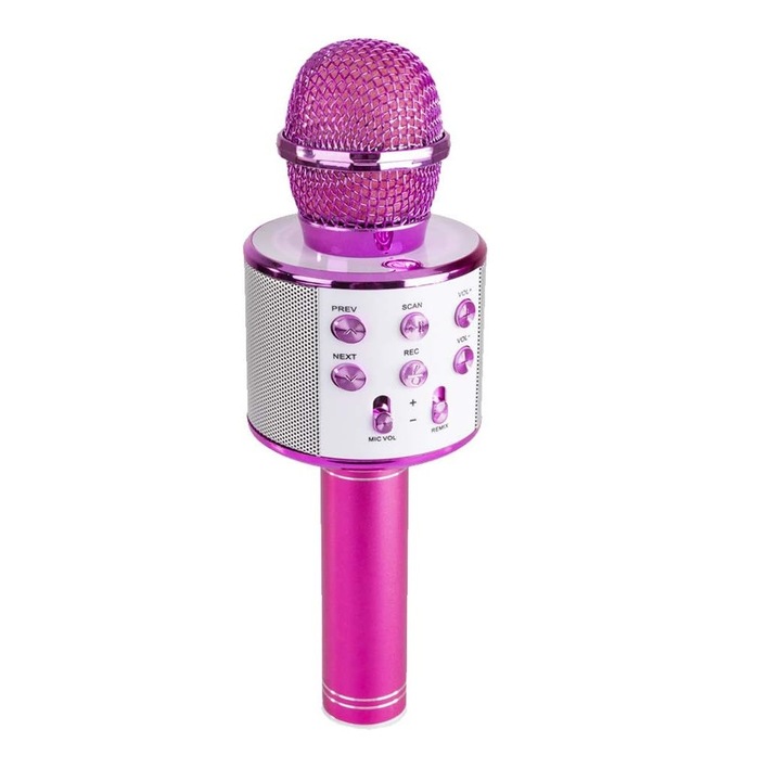 Bluetooth караоке микрофон с високоговорител, USB, Micro SD, MP3 плейър, с ехо, смяна на глас, за деца