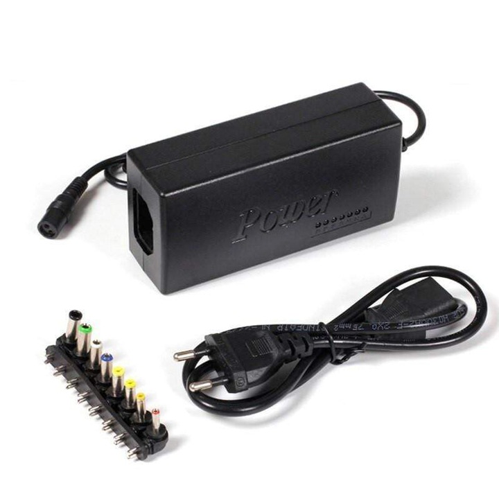 GREATON univerzális töltő laptophoz, fekete, 8 csatlakozóval