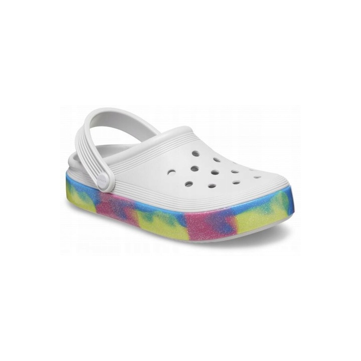 Saboti Copii, Crocs, Off Court Glitter Band 209717 Clog, Alb, Gri