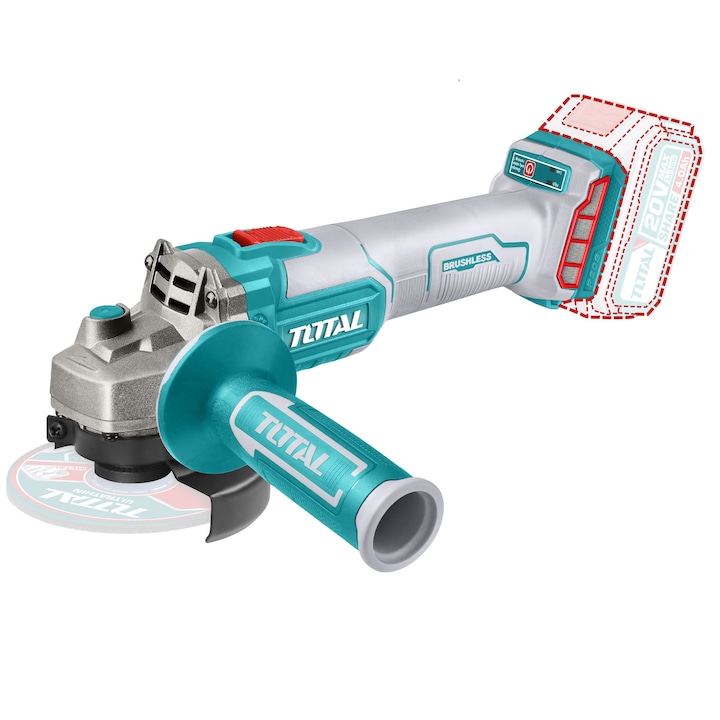 Polizor unghiular pe acumulator TOTAL, Li-Ion, 20V, 125mm, M14, 6500 rpm, fara acumulator si incarcator
