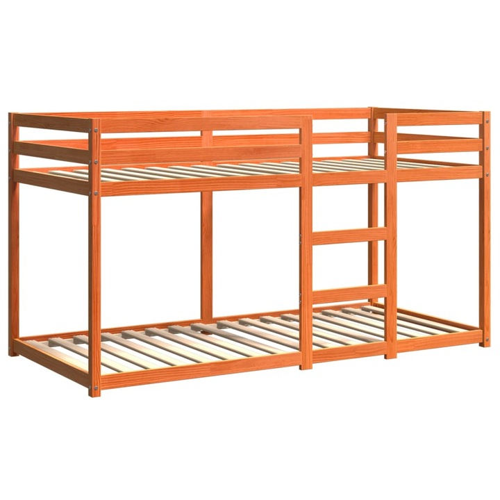 Pat supraetajat vidaXL, maro ceruit, 90x200 cm, lemn masiv de pin, 29.1 kg 3214874