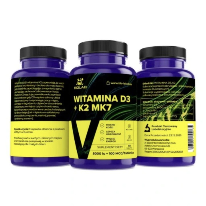 Vitamina D3 + K2 MK7, 100g
