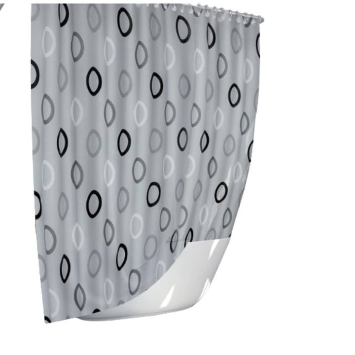 Perdeau de dus textil, 180x200cm, cu inele agatate, Inele