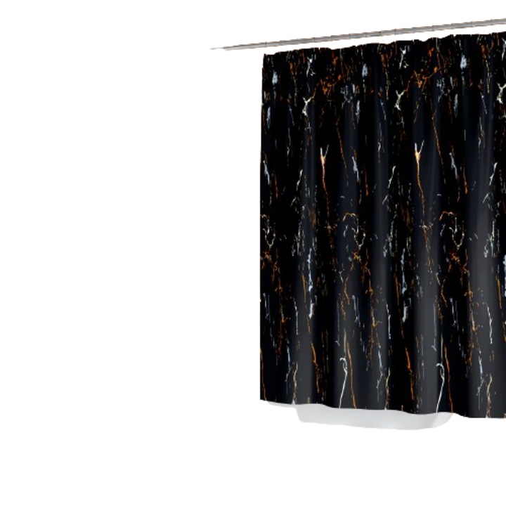 Perdeau de dus textil, 180x200cm, cu inele agatate, piatra neagra