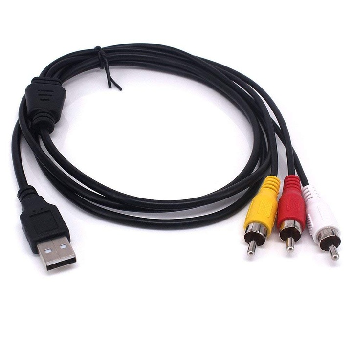 Cablu adaptor AV, USB la RCA, 1.5m, Multicolor