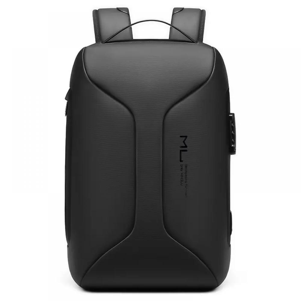 Rucsac pentru laptop 15.6 inch si tableta 9.7 inch, MingLu, 20-35 L, blocare TSA, port USB si micro USB, impermeabil, sistem antifurt, unisex, spatios, negru