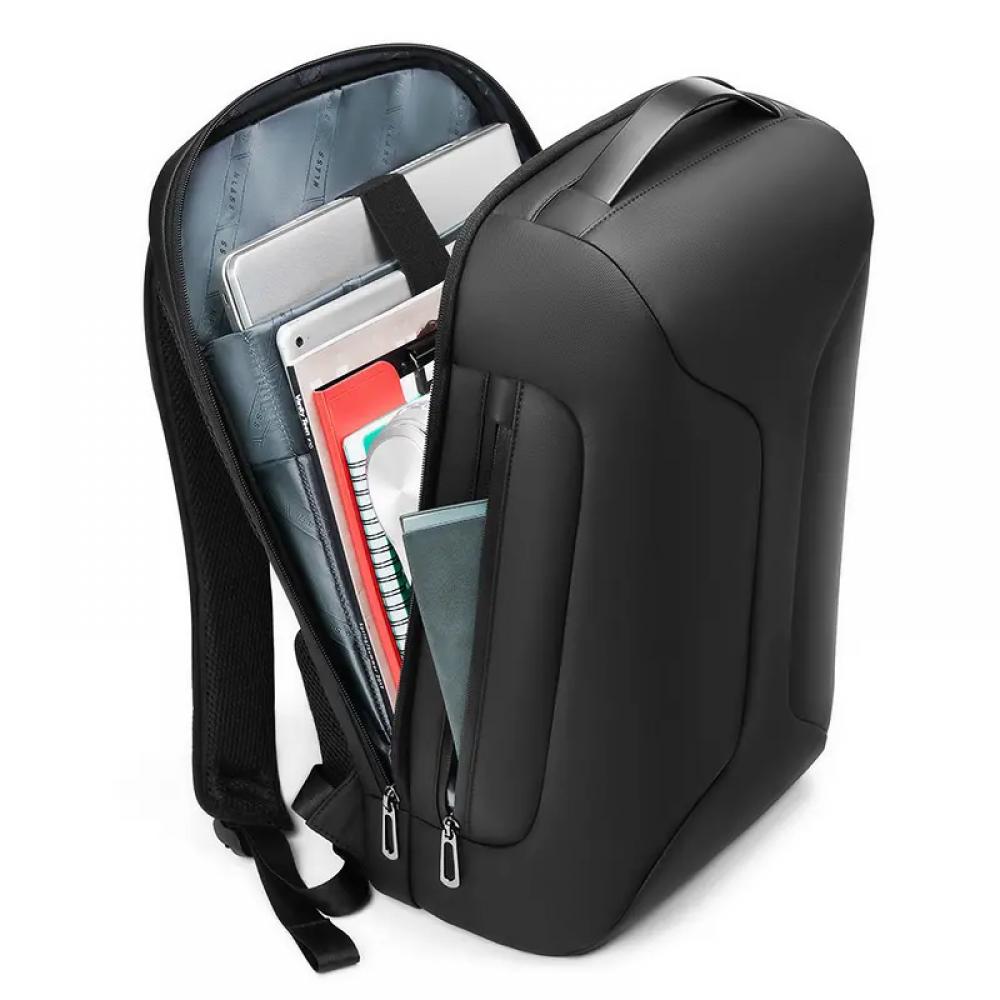 Rucsac pentru laptop 15.6 inch si tableta 9.7 inch, MingLu, 20-35 L, blocare TSA, port USB si micro USB, impermeabil, sistem antifurt, unisex, spatios, negru