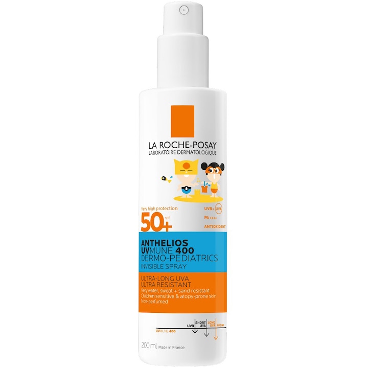 Спрей със слънцезащита за деца, лице и тяло La Roche-Posay ANTHELIOS UVMUNE400 Dermo-Pediatrics SPF 50+, 200 мл
