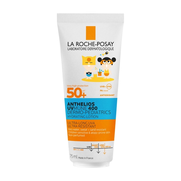 Хидратиращ лосион със слънцезащита за деца, лице и тяло SPF 50+ Eco-Tube La Roche Posay ANTHELIOS UVMUNE400 Dermo-Pediatrics, 75 мл