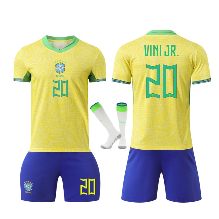 Футболна фланелка 24/25 сезон Бразилия Vinicius, Жълт
