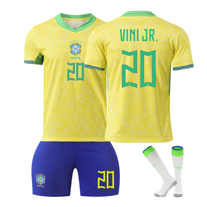 Футболна фланелка 24/25 сезон Бразилия Vinicius, Жълт