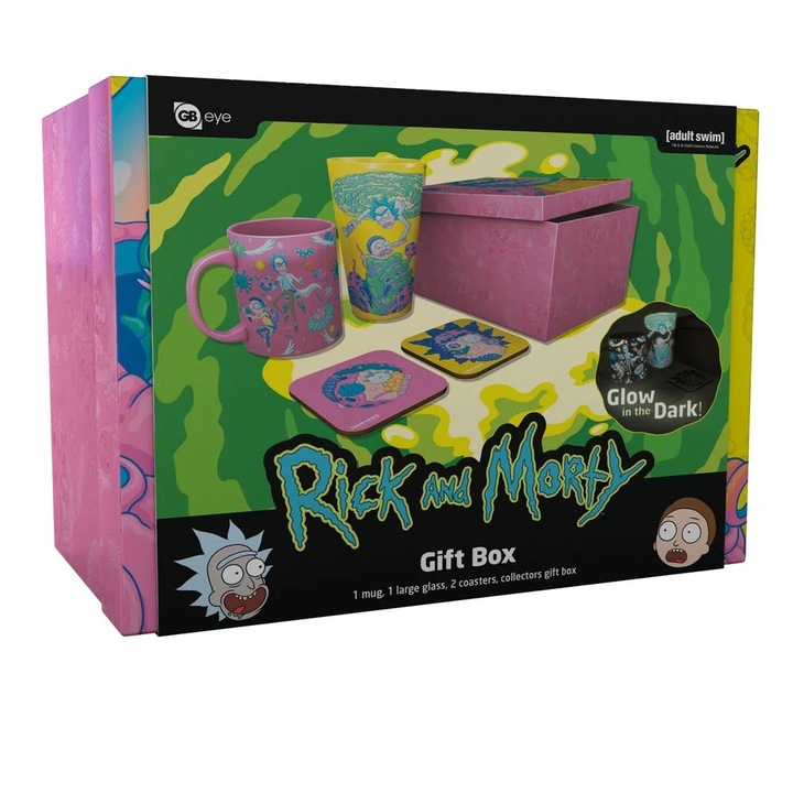 Cutie Cadou Rick és Morty - Pahar XXL + Cana + 2 Coastere minta