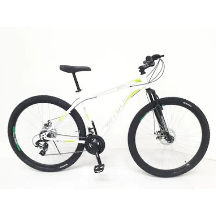 Велосипед MTB-HT 29″ Arizona от CARAIMAN дискови спирачки, секвенциални лостове, 21 скорости, бял/зелен