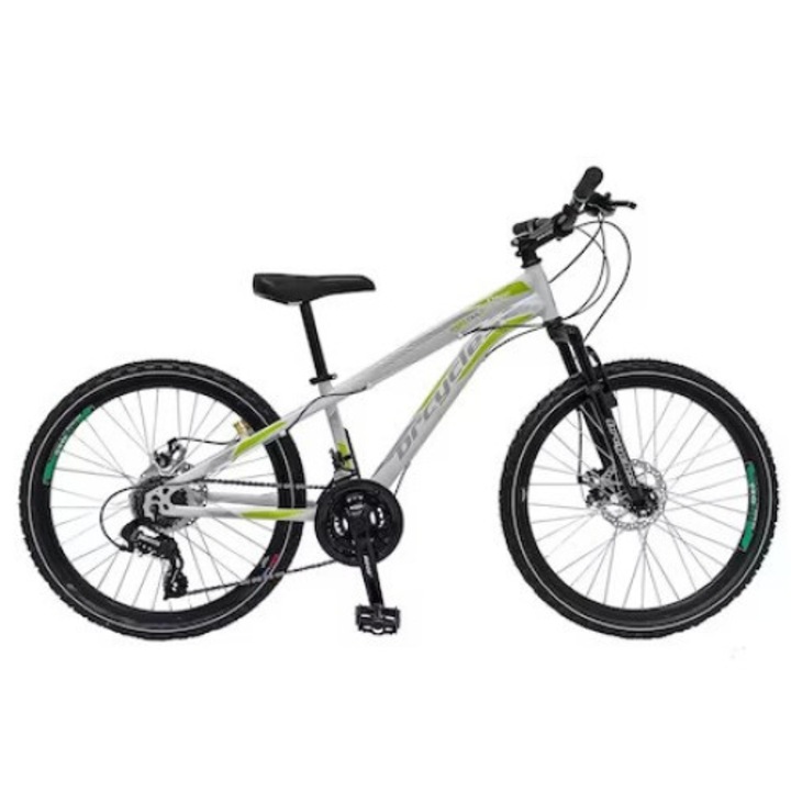 Велосипед MTB-HT 24″ Storm One By CARAIMAN, стоманена рамка 16″, дискови спирачки, последователни лостове, 21 скорости, бял/зелен