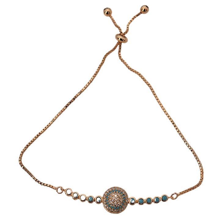 Bratara dama, Alama/Zirconiu, Placata cu aur, Ajustabila, Multicolor