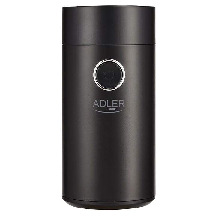 Електрическа кафемелачка, Adler 150 W, 75 g, 2 неръждаеми ножа, Черна
