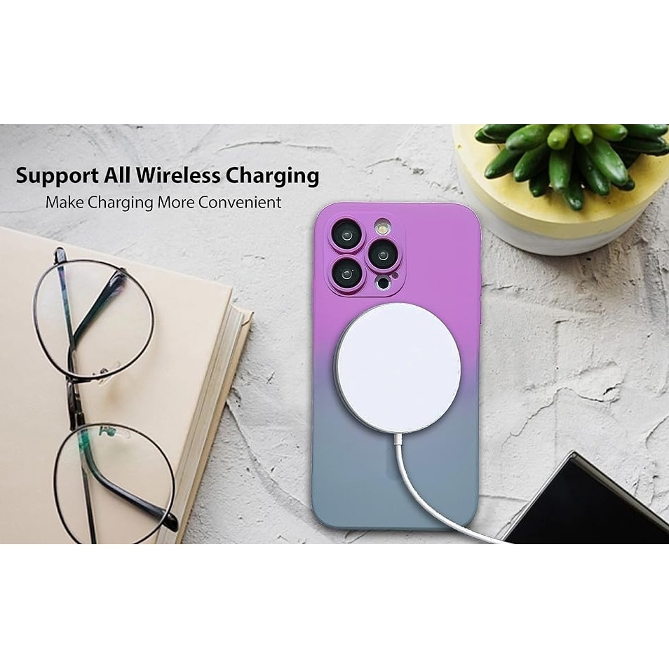 Husa gradient de protectie MagSafe tip bumper compatibila cu iPhone Apple iPhone 14 Pro Max, enkourakoko®, Gri Violet