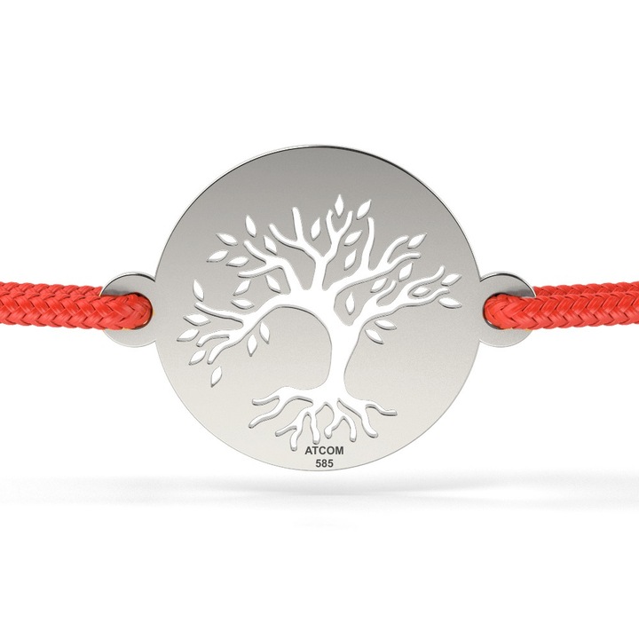 Bratara din aur alb cu snur model Copacul nemuritor