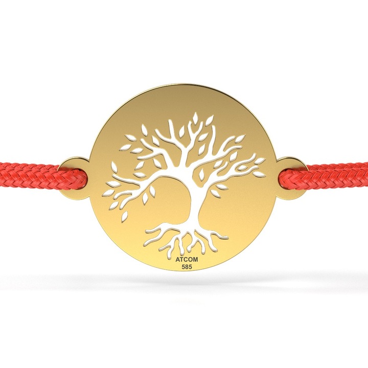 Bratara din aur galben cu snur model Copacul nemuritor