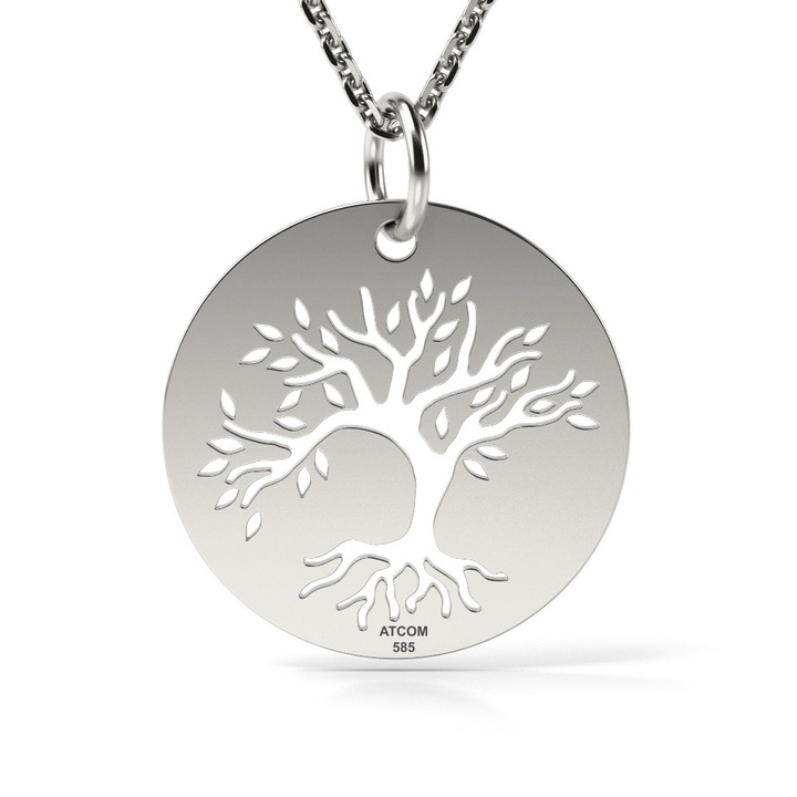 Colier din aur alb model Copacul nemuritor