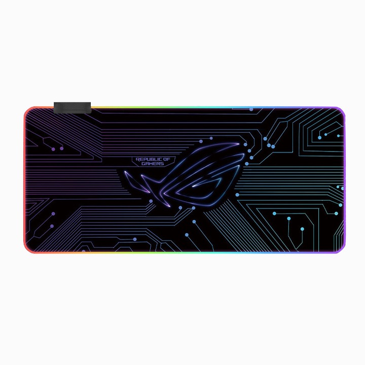 MousePad Gaming, KINSI, RGB светлини, неплъзгаща се, гумирана основа, 7 режима на осветяване, 800x300x4 mm, A907