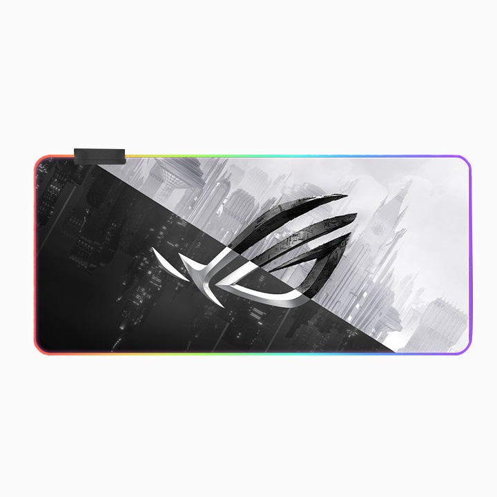MousePad Gaming, KINSI, RGB светлини, неплъзгаща се, гумирана основа, 7 режима на осветяване, 800x300x4 mm, A914