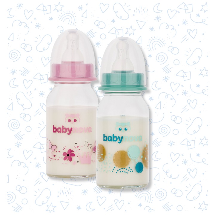 Baby Nova Normál nyakú üvegpalack 0-24 hó 120 ml