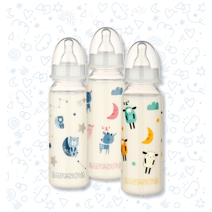 Baby Nova PP normál nyakú palack Jó éjszakát 0-24 hó 240 ml