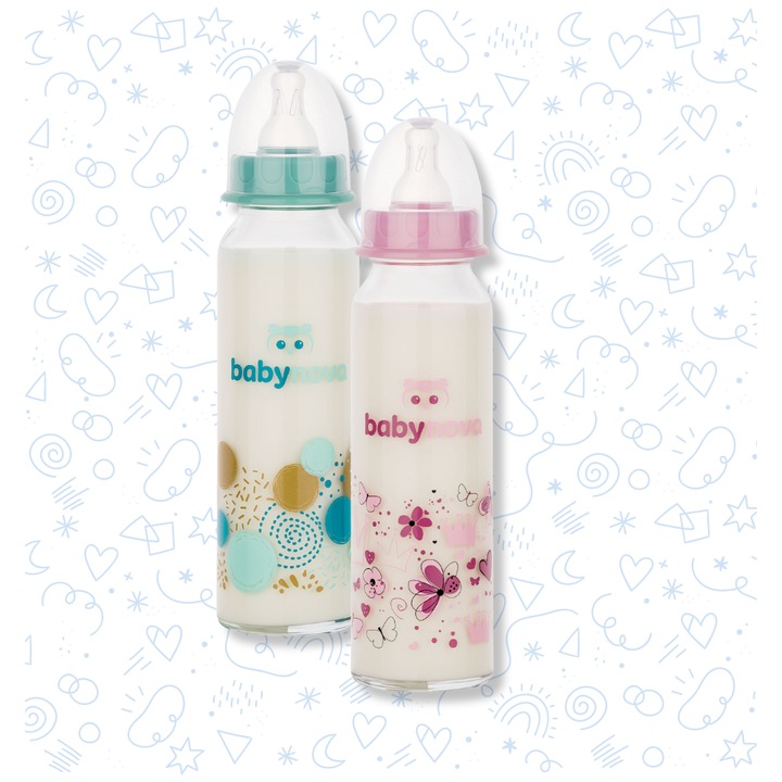 Baby Nova Normál nyakú üvegpalack 0-24 hó 240 ml